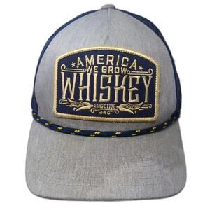 Rural Cloth Trucker Hat Gray Blue One Size America We Grow Whiskey Snapback Rope